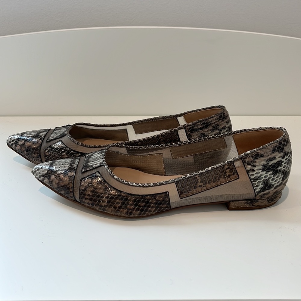 M. Gemi gray snakeskin flats with mesh - Picture 2 of 4